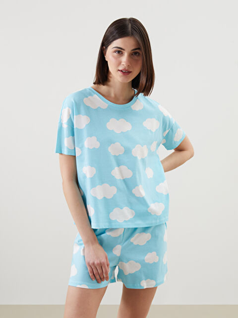 LCW Young Crew Neck Printed Women's Short Pyjama Set - S5CE39Z8-LQQ