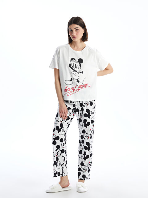 LCW Young Bisiklet Yaka Mickey Mouse Baskılı Kadın Pijama Takımı - S5CE65Z8-LRA