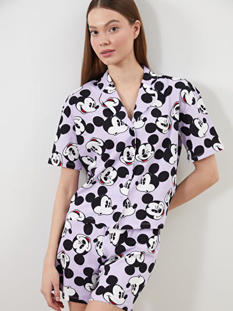 LCW Young Mickey Mouse Baskılı Kadın Şortlu Pijama Takımı - S5CE68Z8-LSC