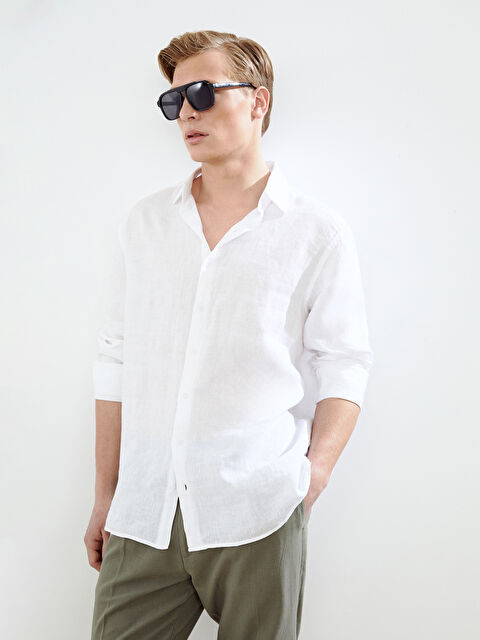 SOUTHBLUE Regular Fit Uzun Kollu %100 Keten Erkek Gömlek - S5CF08Z8-Q6K