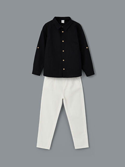 LCW Kids Poplin Erkek Çocuk Gömlek ve Pantolon 2'li - S5CG23Z1-CVL