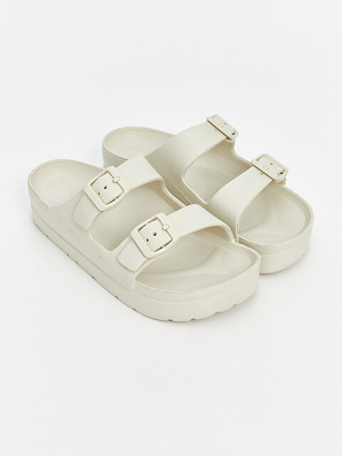 LCW STEPS Deri Görünümlü Çift Bantlı Kadın Terlik - S5CG69Z8-E7V