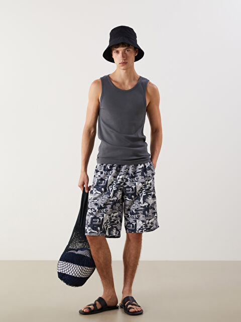 LCW SWIMWEAR Diz Altı Boy Desenli Erkek Deniz Şortu - S5CG91Z8-HG0