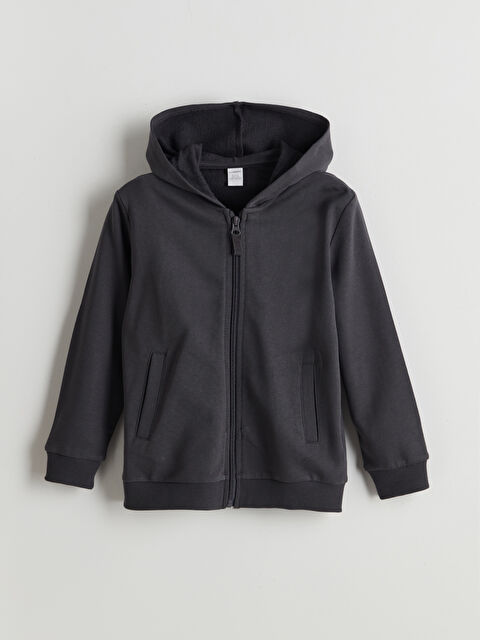 LCW Kids Kapüşonlu Erkek Çocuk Fermuarlı Sweatshirt - S5CH15Z1-HEF