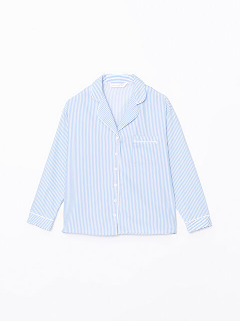 LCW DREAM Gömlek Yaka Çizgili Kadın Pijama Üstü - S5CI52Z8-LEN