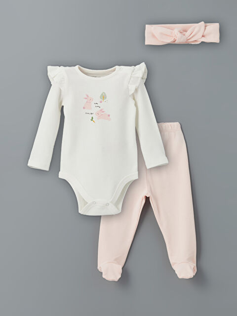 LCW baby Bisiklet Yaka Kız Bebek Hastane Çıkış Seti - S5CJ49Z1-FDU