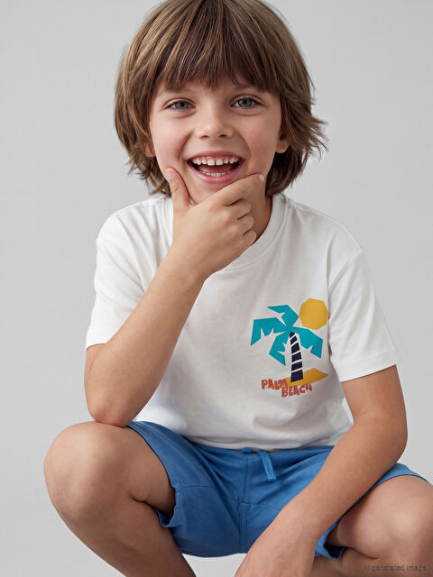 LCW Kids Bisiklet Yaka Baskılı Erkek Çocuk Tişört