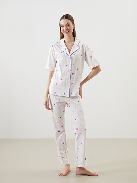 LCW Young Gömlek Yaka Baskılı Kadın Pijama Takımı - S5CN75Z8-LT6