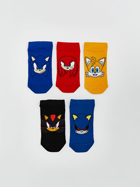 LCW Kids Sonic Desenli Erkek Çocuk Patik Çorap 5'li - S5CO08Z4-K00