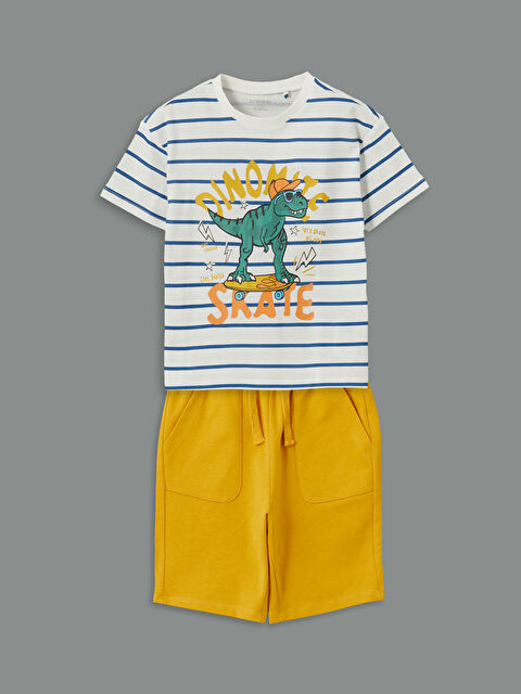 LCW Kids Dinozor Baskılı Erkek Çocuk Tişört ve Şort 2'li - S5CO18Z1-LRA