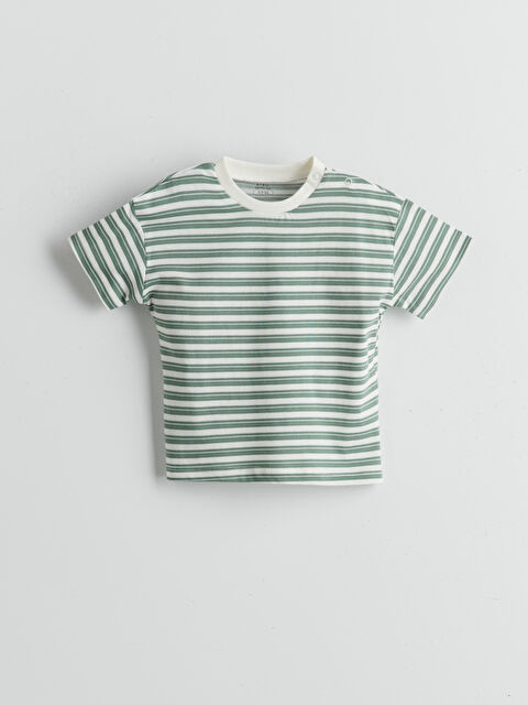 LCW baby Bisiklet Yaka Çizgili Erkek Bebek Tişört