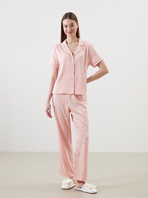 LCW DREAM Gömlek Yaka Saten Kadın Pijama Takımı - S5CQ88Z8-FJH