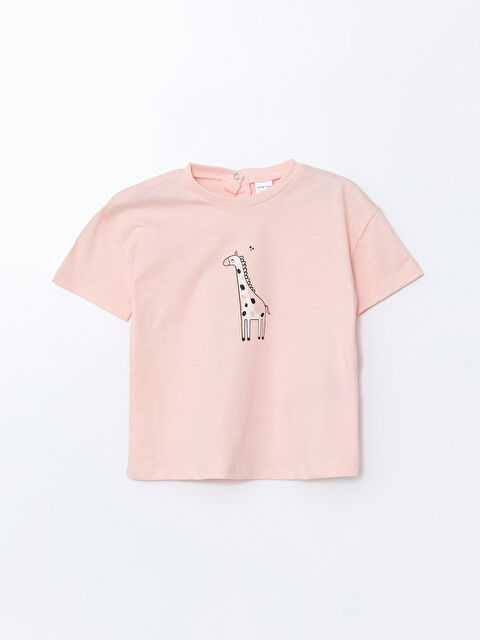 LCW baby Bisiklet Yaka Baskılı Kısa Kollu Kız Bebek Tişört - S5CR44Z1-FXB