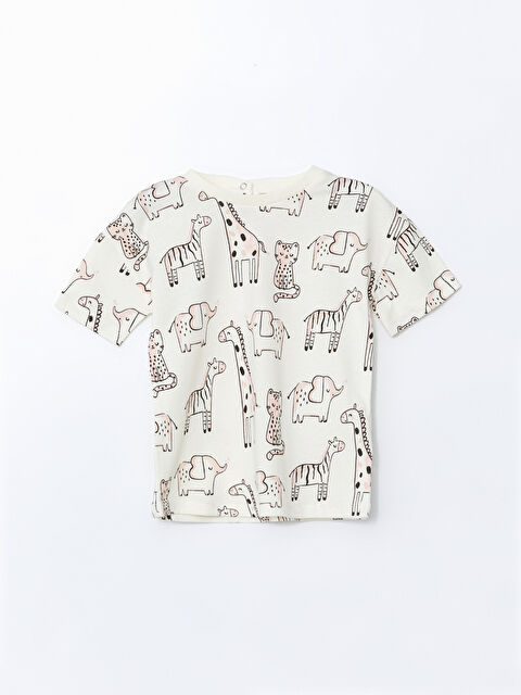 LCW baby Bisiklet Yaka Baskılı Kısa Kollu Kız Bebek Tişört - S5CR44Z1-LRB