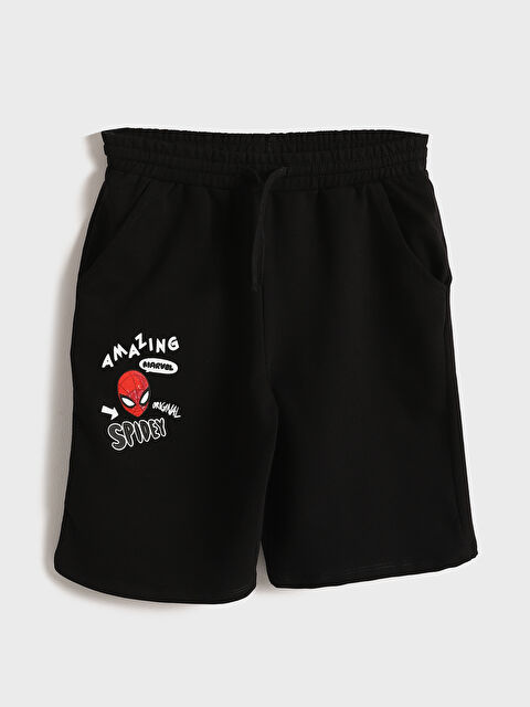 LCW Kids Elastic Waist Spider-Man Printed Boys' Shorts - S5CS77Z4-CVL