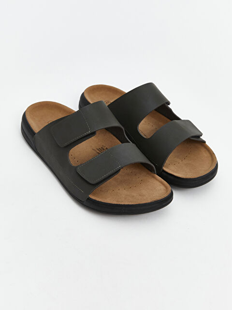 LCW STEPS Süet Görünümlü Cırt Cırtlı Erkek Terlik - S5CT20Z8-D1G