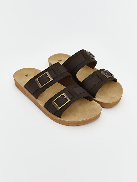 LCW STEPS Deri Görünümlü Çift Bantlı Erkek Terlik - S5CT38Z8-D2N