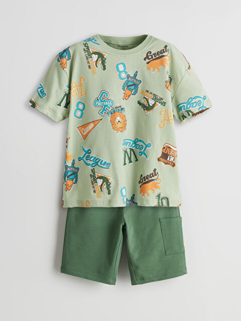 LCW Kids Baskılı Erkek Çocuk Tişört ve Şort 2'li - S5CU42Z1-LRF