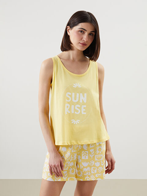 LCW DREAM Bisiklet Yaka Baskılı Kadın Şortlu Pijama Takımı - S5CU60Z8-LU9