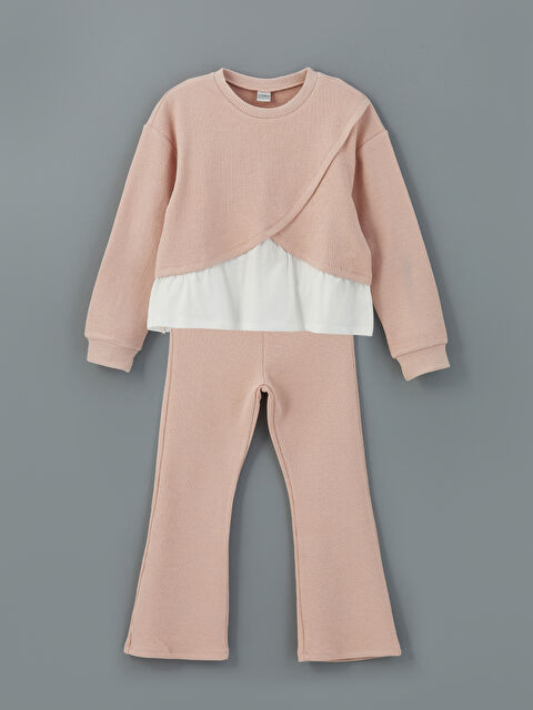 LCW Kids Bisiklet Yaka Kız Çocuk Sweatshirt ve Tayt - S5CU93Z4-G2J