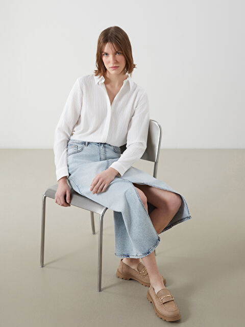 LCW STEPS Deri Görünümlü Metal Aplike Detaylı Kadın Loafer Ayakkabı - S5CV31Z8-DFV