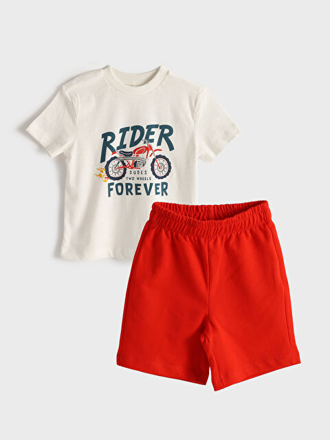 LCW Kids Crew Neck Printed Boys' T-Shirt and Shorts 2 Pack - S5DA37Z1-R9J