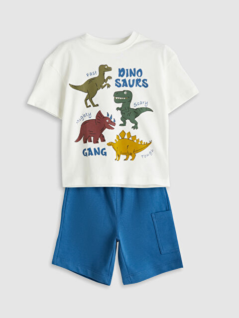 LCW Kids Dinosaur Print Boys' T-Shirt and Shorts 2 Pack - S5DA48Z1-FDU