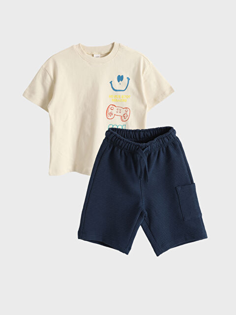 LCW baby Crew Neck Printed Boys' T-Shirt and Shorts 2 Pack - S5DA70Z1-QVK