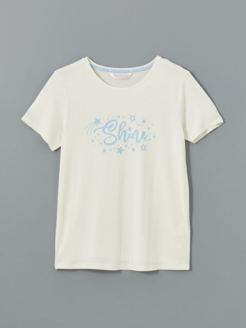 LCW DREAM Bisiklet Yaka Baskılı Kadın Pijama Üst - S5DA77Z8-FDW