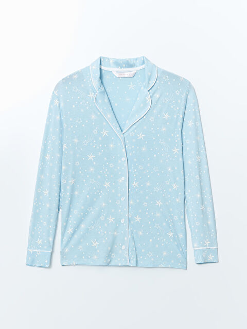 LCW DREAM Gömlek Yaka Desenli Kadın Pijama Üstü - S5DA87Z8-LQK