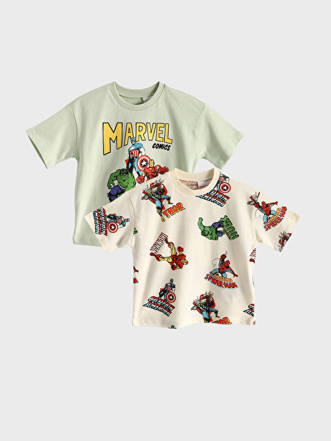 LCW baby Crew Neck Short Sleeve Spider-Man Printed Baby Boys' T-Shirt 2-pack - S5DB65Z1-FVR