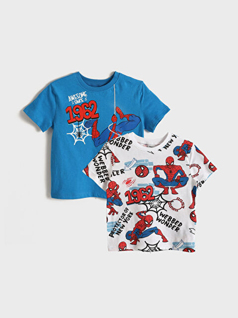 LCW baby Crew Neck Spider-Man Printed Boys' T-Shirt 2 Pack - S5DB67Z1-JXJ