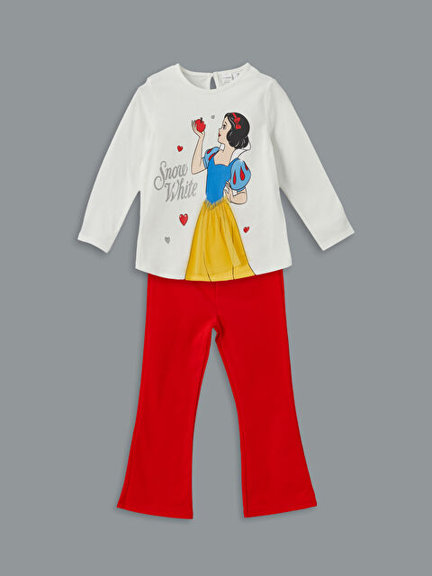 LCW Kids Pamuk Prenses Baskılı Kız Çocuk Tişört ve Tayt 2'li - S5DC12Z1-R9J