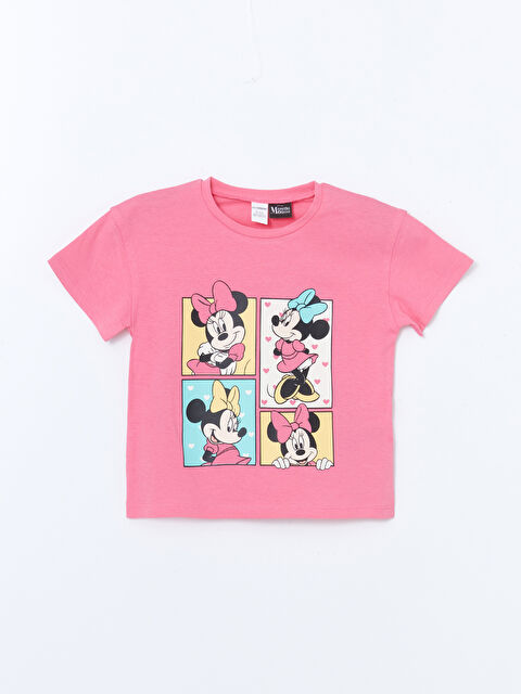 LCW Kids Bisiklet Yaka Minnie Mouse Baskılı Kız Çocuk Tişört - S5DC19Z1-GEV