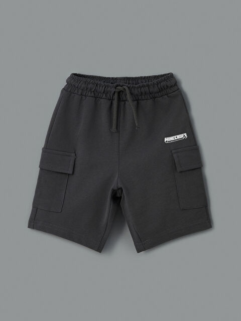LCW Kids Beli Lastikli Minecraft Baskılı Erkek Çocuk Kargo Şort - S5DD24Z1-HEF