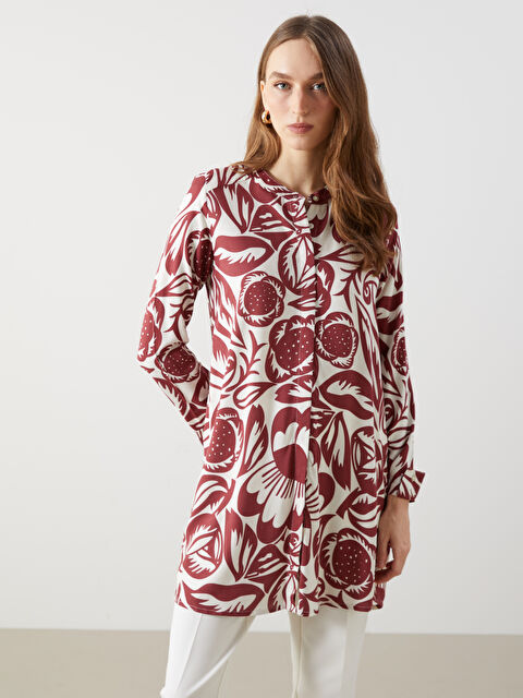 LCWAIKIKI Classic Grandad Collar Floral Women's Shirt Tunic - S5DF57Z8-LTE