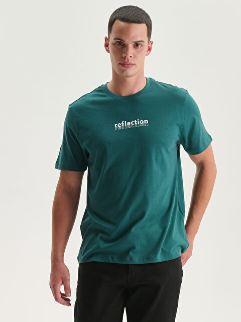 XSIDE Crew Neck Printed Jersey Men's T-Shirt - S5DF85Z8-HEV