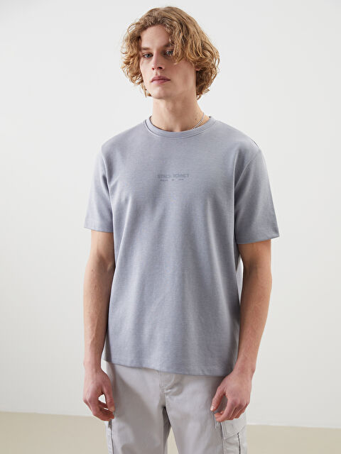 XSIDE Crew Neck Short Sleeve Printed Combed Cotton Men's T-shirt - S5DG01Z8-QYE