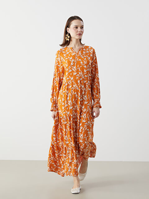 LCW Modest Floral Tiered Women's Dress - S5DG73Z8-LSR