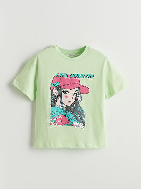 LCW Kids Crew Neck Printed Girls' T-Shirt - S5DG88Z4-FUQ