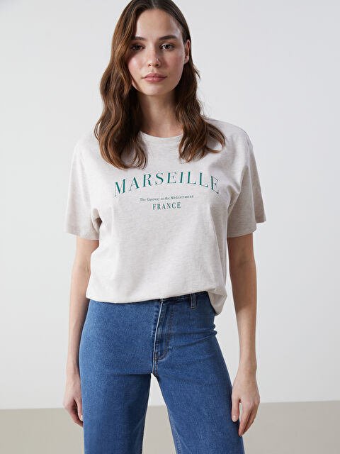 LCW Vision Crew Neck France Printed Women's T-Shirt - S5DI30Z8-L8T