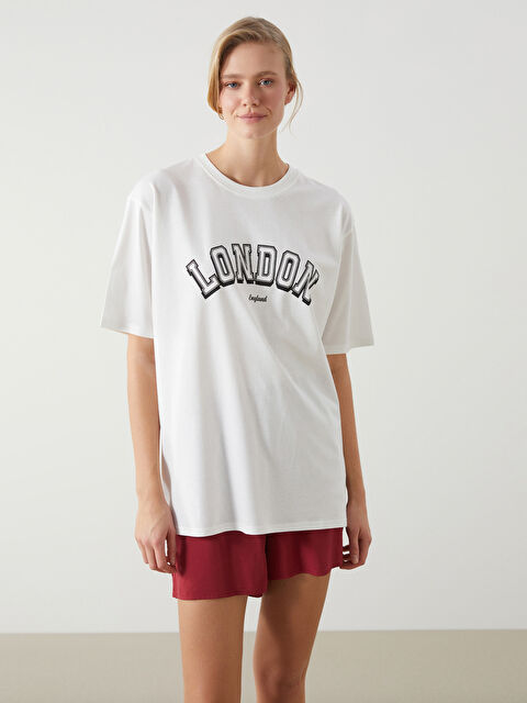 LCW Vision London Printed Oversize Women's T-Shirt - S5DI33Z8-R9J