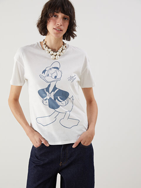 LCW Vision Crew Neck Donald Duck Printed Women's T-Shirt - S5DI73Z8-R9J