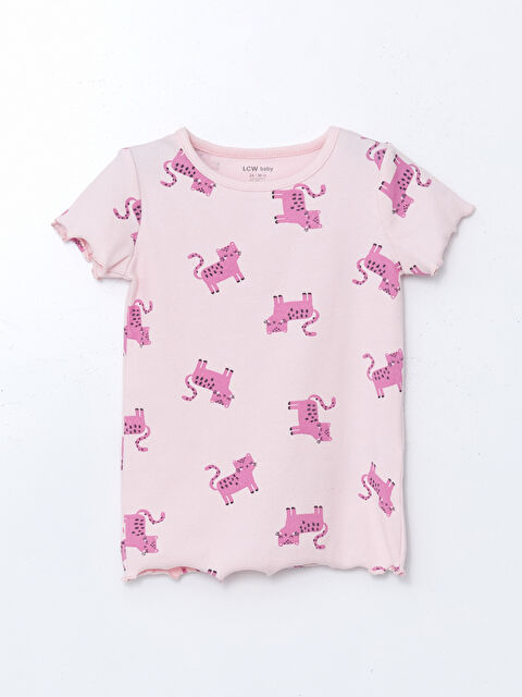 LCW baby Bisiklet Yaka Baskılı Kız Bebek Pijama Üstü	 - S5DK67Z1-LSZ