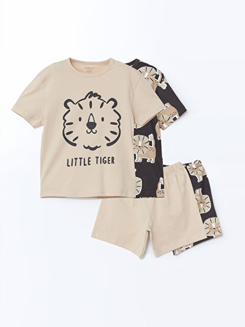 LCW baby Bisiklet Yaka Baskılı Erkek Bebek Şortlu Pijama Takım 2'li - S5DK80Z1-FNR