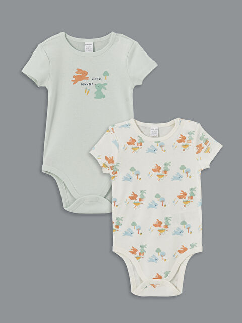 LCW baby بدلة جسم للأولاد الرضع بسناب - مجموعة من قطعتين - S5DL38Z1-FTU