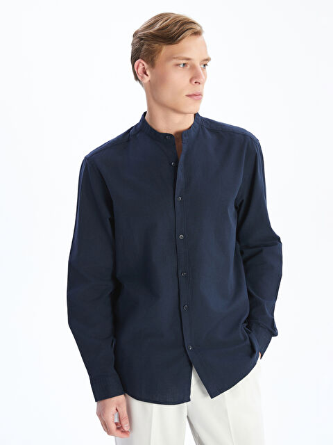 LCW Vision Regular Fit Long Sleeve Linen Blend Men's Shirt - S5DL95Z8-RFH