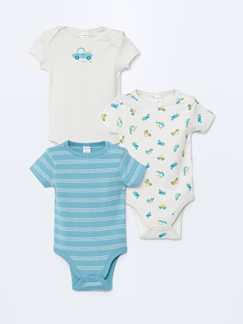 LCW baby Μωρό Αγόρι ΕΚΡΟΥ Κορμάκι με κούμπωμα - S5DM04Z1-LRA