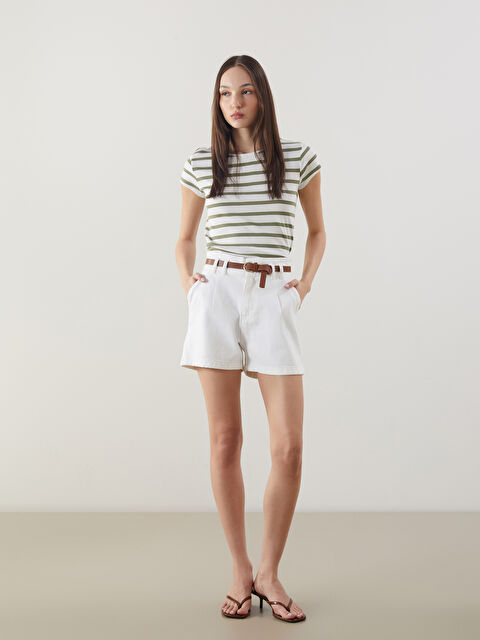 LCW Jeans Beli Kemerli Kadın Jean Şort - S5DM31Z8-844