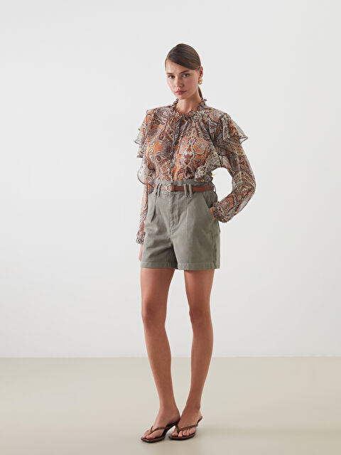 LCW Jeans Beli Kemerli Kadın Jean Şort - S5DM37Z8-GWK